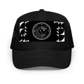 Abstract Aesthetic B Foam trucker hat featuring a stylish graphic design and mesh back for breathability.