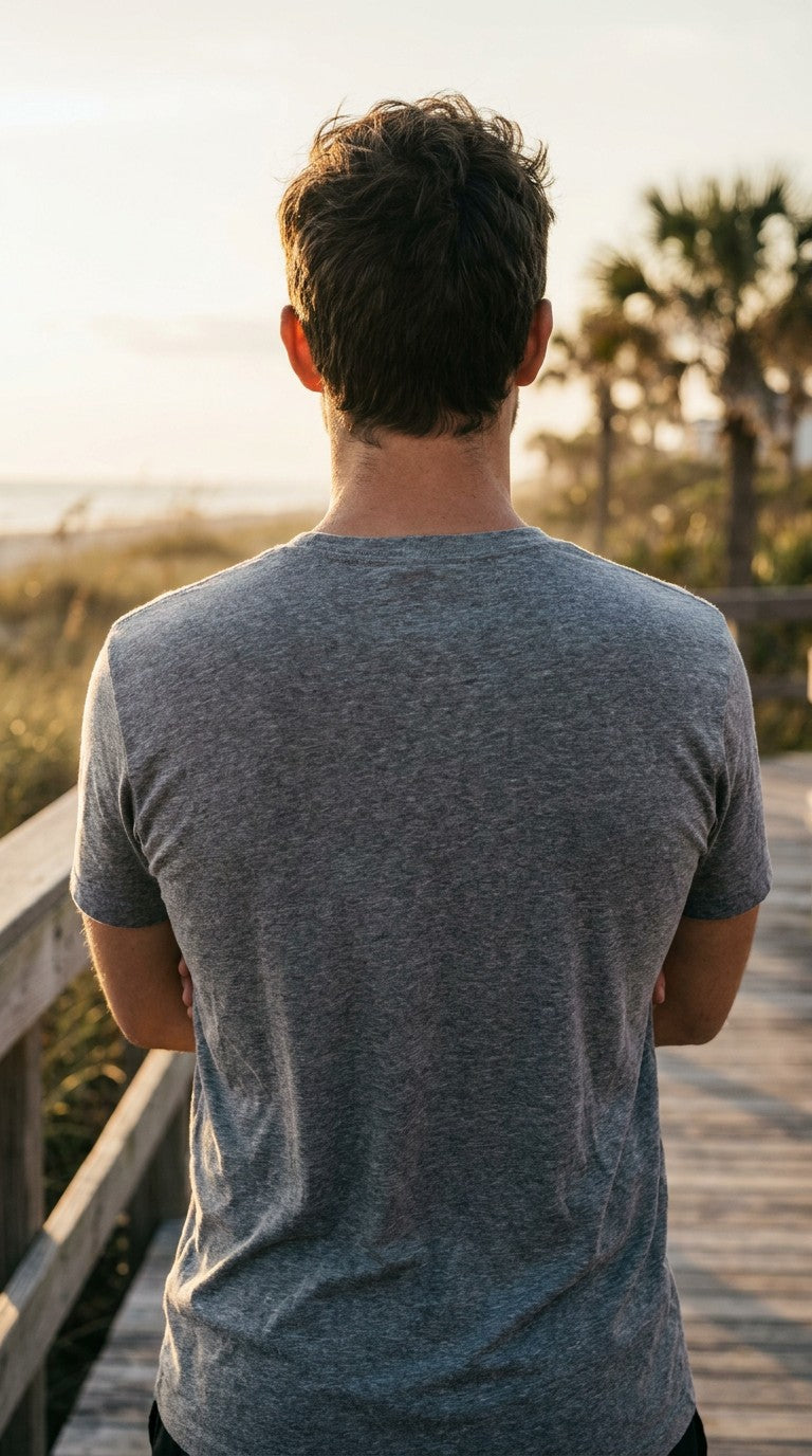 Reese Short Sleeve T-shirt — golden hour boardwalk lifestyle